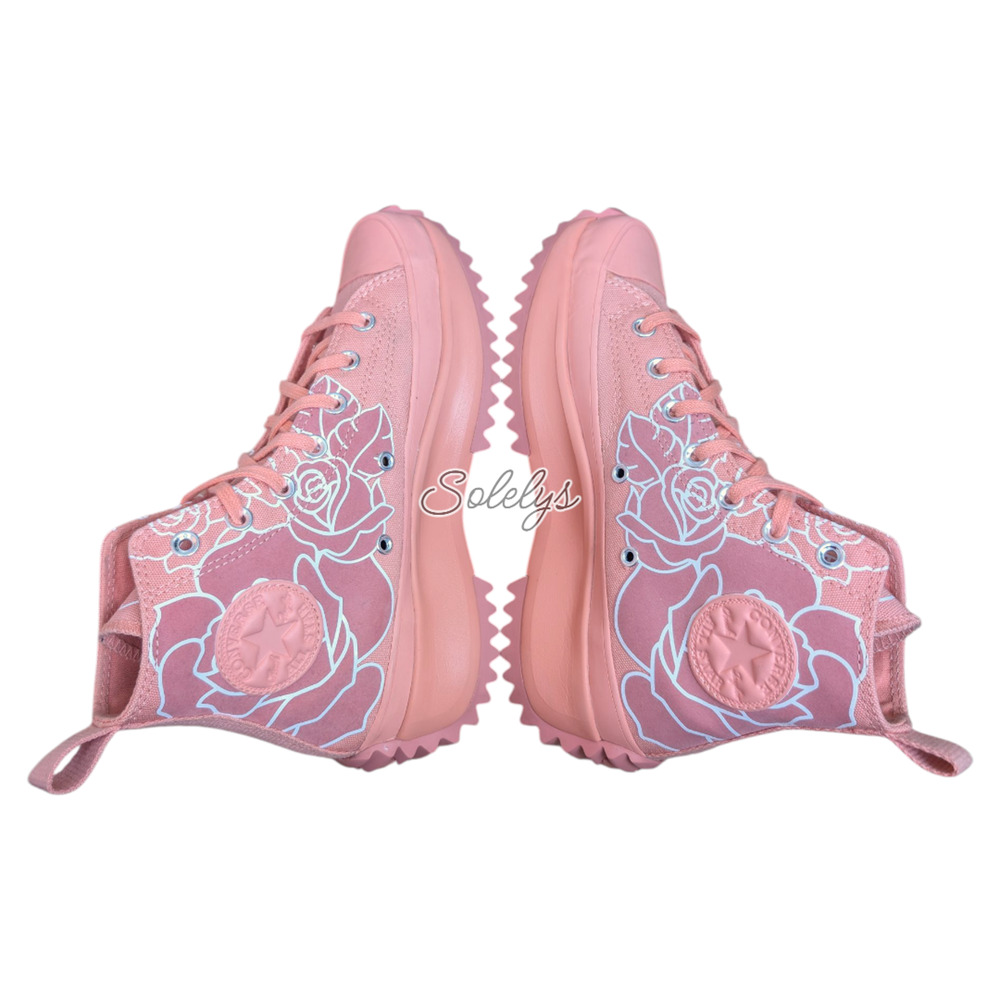 Converse x Natasha Cloud Run Star Hike Floral Pink Quartz Platform Sneaker 5 - Picture 8 of 11
